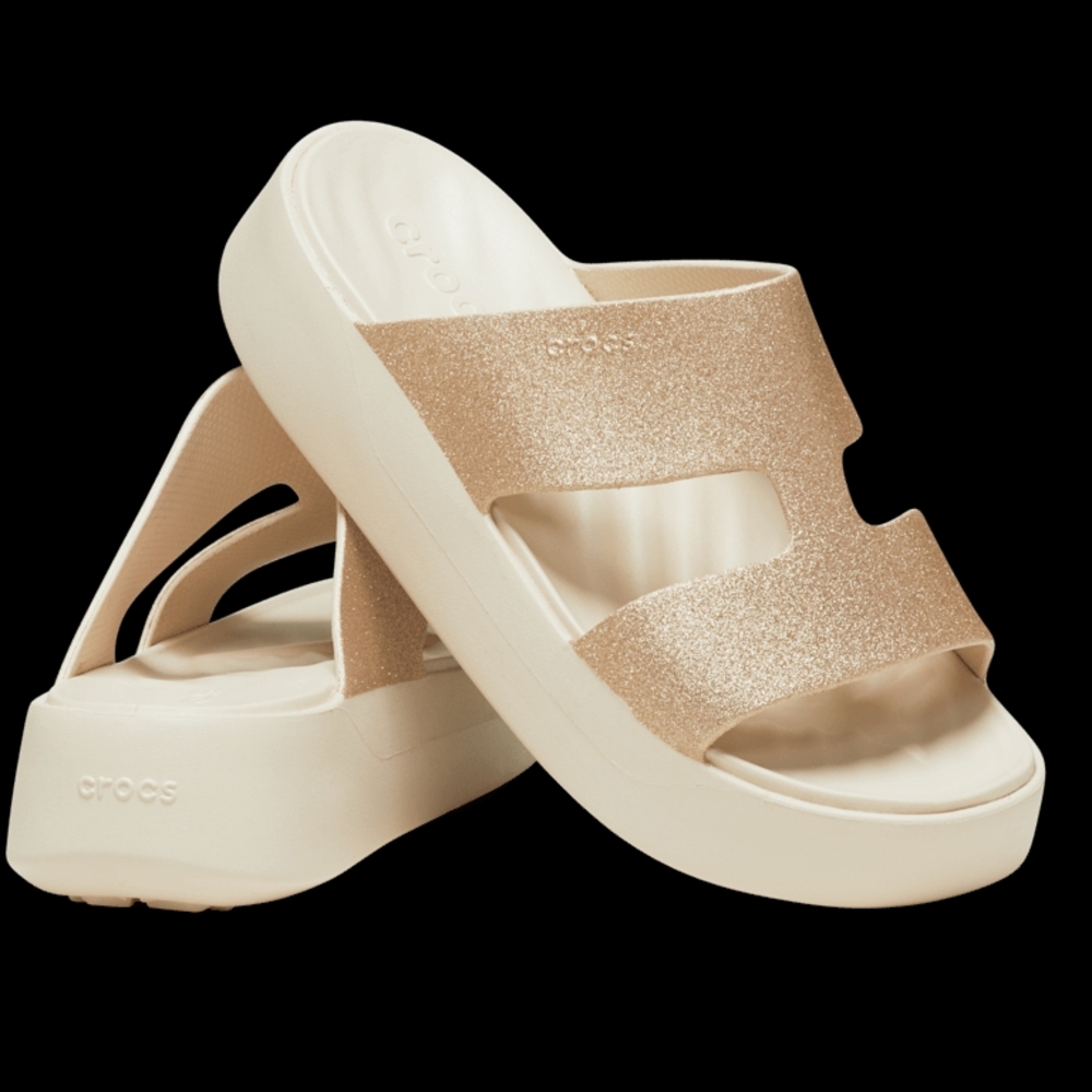 CROCS Gold Cream Platform Sandals